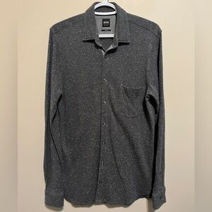Hugo Boss Slim Fit Charcoal Speckled Button Down Shirt, size S